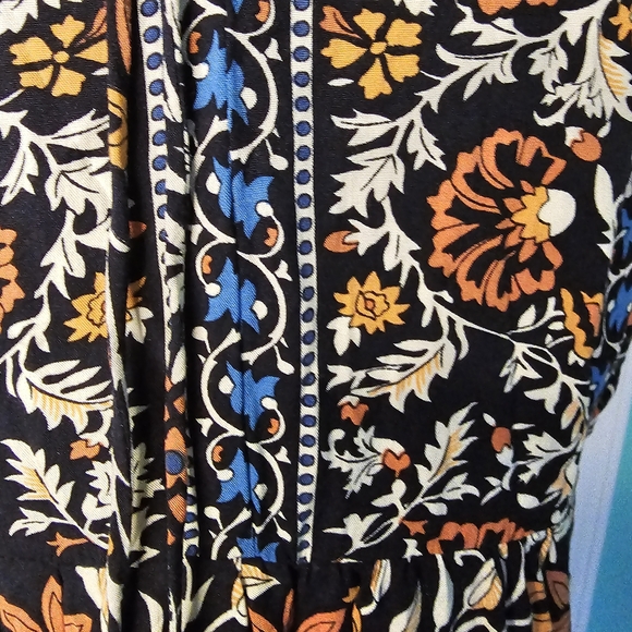 Joy Joy Brown Floral Bohemian Dress Women's Size L - Picture 6 of 13